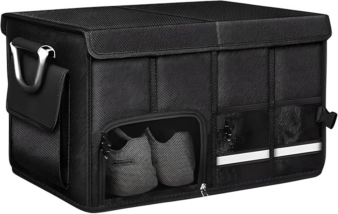 Car Trunk Organizer, 52L Collapsible Car Storage Waterproof Trunk Organizer with Lid & Handle, Multi Compartment Oxford Cargo Groceries Storage for Trucks SUVs Sedans