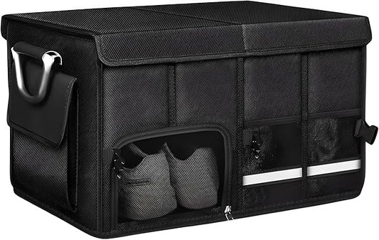 Car Trunk Organizer, 52L Collapsible Car Storage Waterproof Trunk Organizer with Lid & Handle, Multi Compartment Oxford Cargo Groceries Storage for Trucks SUVs Sedans