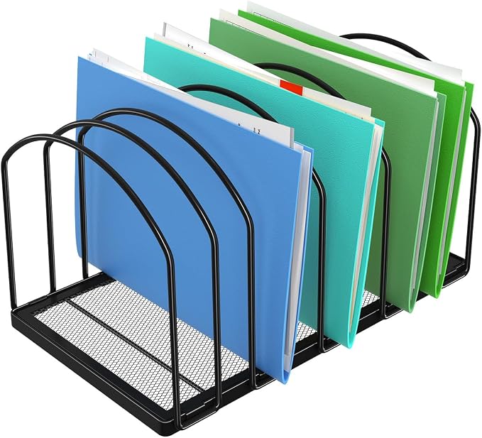 Simple Trending 9 Section Metal File Sorter Organizer for Desk Home Office, Black
