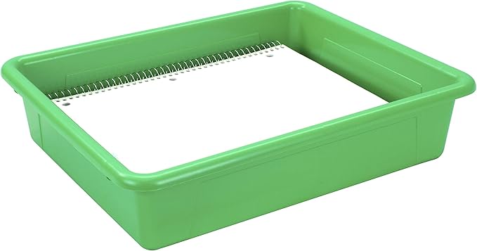 Storex Letter Size Flat Storage Tray – Organizer Bin with Non-Snap Lid for Classroom, Office and Home, Green, 5-Pack (62539A05C)