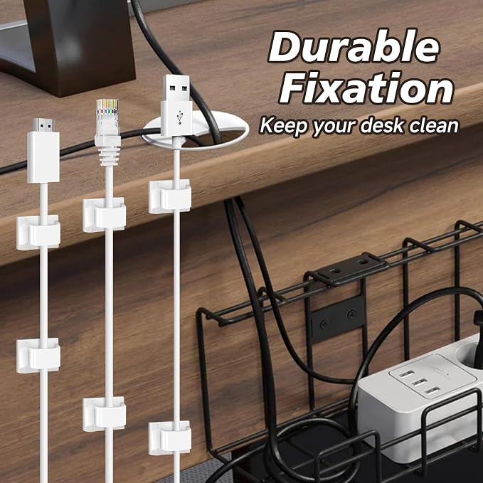 5/8 in Adhesive Cable Clips, 120pcs Outdoor Light Clips, Cord Clips, Sturdy Wire Clips, Finisher Wire Clamp for Home, Car, Office Wire Management Clips (White, 5/8"-120PCS)