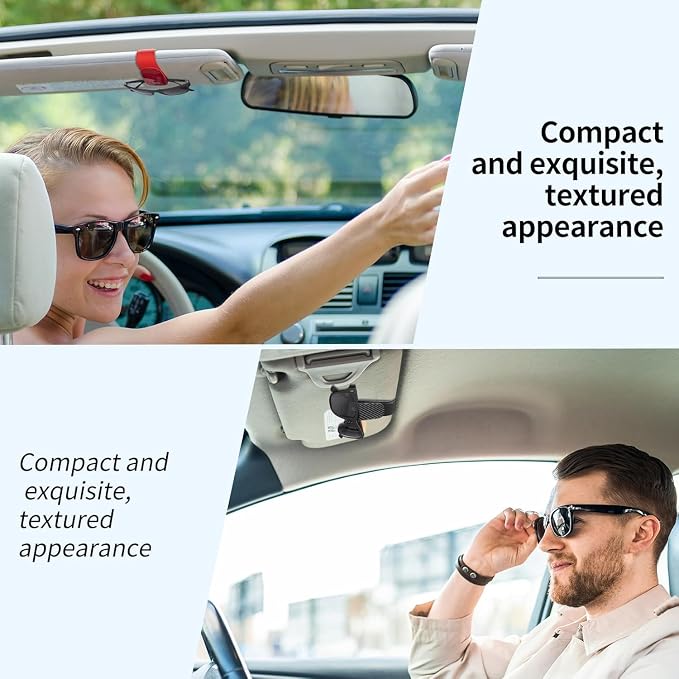 T-carbon 2 Pack Sunglass Holder for Car Sun Visor,Magnetic Leather Sunglasses Hanger,Carbon Fiber Sunglasses Holder and Ticket Card Clip, Car Visor Accessories,Matte Black