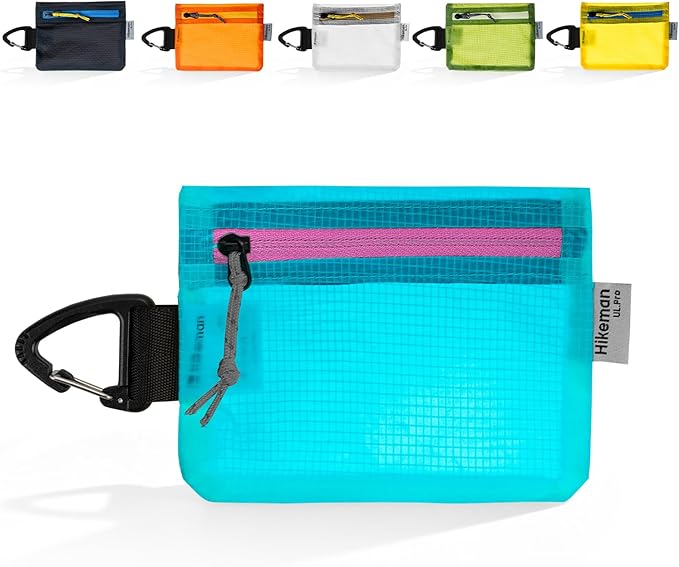 HIKEMAN Ultralight Water Resistant Card Size Pouch with Zipper - Slim Small Pocket for Hiking, Backpacking, Travel & Purse (Blue)