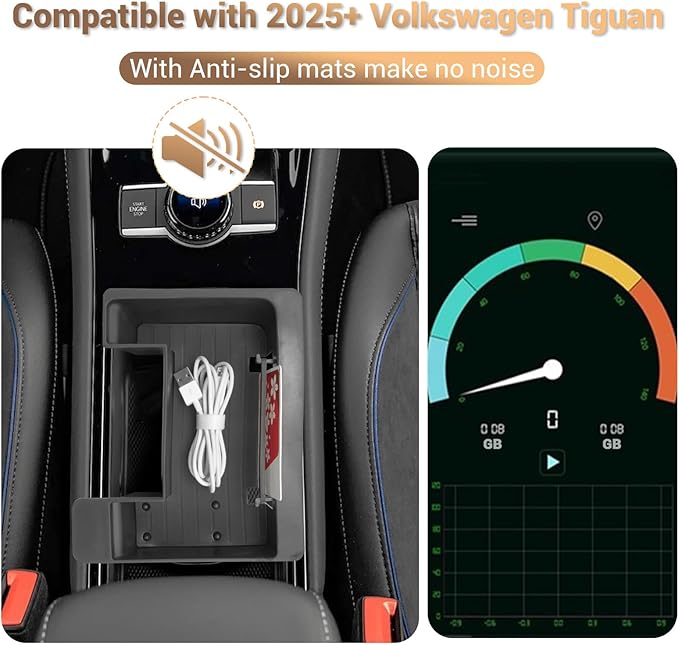 YEE PIN Console Organizer 2026 Tiguan Rline Black Center Console Organizer for 2025 2026 VW Center Console Tray Middle Console Storage Insert Tray Arm Rest Organizer for 2025 Tiguan Accessories