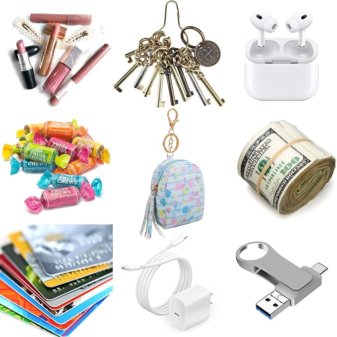 AIBFRID 4Pcs Mini Backpack Keychain,Cute Cosmetic Bag for Women,PU Leather Makeup Bag Key Pocket Lipstick Bag Card Holder Data Cable Organizer Zipper Pouch (Flamingo gifts)