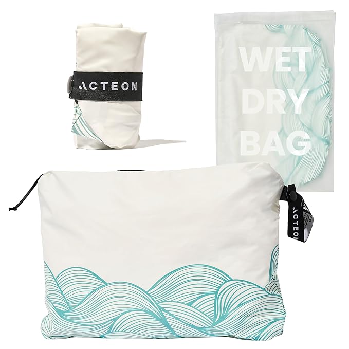 Acteon Wet Dry Travel Bag, Splash Water-Resistant & Heavy Duty Zipper Reusable Bags, Small Pocket-Friendly Pouch for Cloth Baby Diaper, Dirty Laundry Clothes, Swimsuit, Toiletries, Beach, Pool & Gym