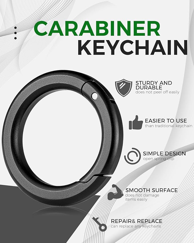FEGVE Round Carabiner Keychain Clip,1.36 in Gold Spring O Key Rings Clip, Key Chain Quick Release Snap Hook for Women