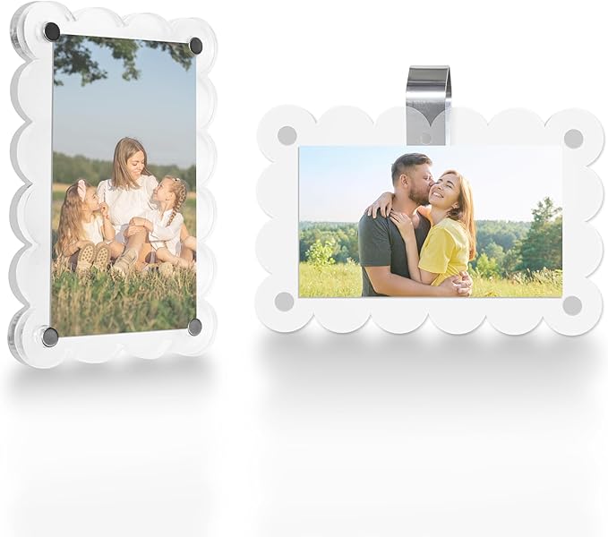 Car Sun Visor Photo Holder, Universal Magnetic Photo Car Visor Clip, Decorate Your Car Visor Picture Clip with Personality(Transparent Wave, 2.4x3.5)