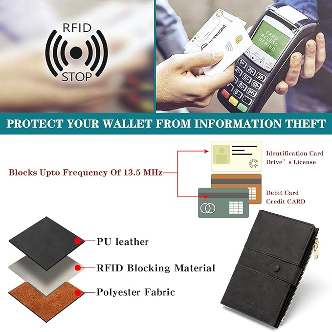 RFID Blocking Leather Passport Wallet Cover Case with Pen and Card Slots Travel Wallet for Women/Men Travel Must Haves Accessories