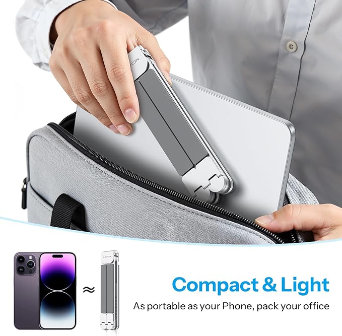 OMOTON LA15 Foldable & Portable Laptop Stand for Desk, [360° Support Feet+Lightweight] Tablet Stand for Desk and Travel, 6 Level Height Ergonomic Aluminum Computer Holder for 10-16" Laptops
