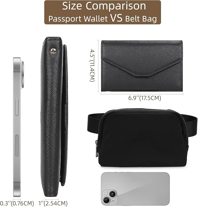 ZOPPEN Mulit-purpose Rfid Blocking Passport Holder Travel Wallet (Ver.4) Passport and Vaccine Card Holder ComboTri-fold Document Organizer Travel Essentials