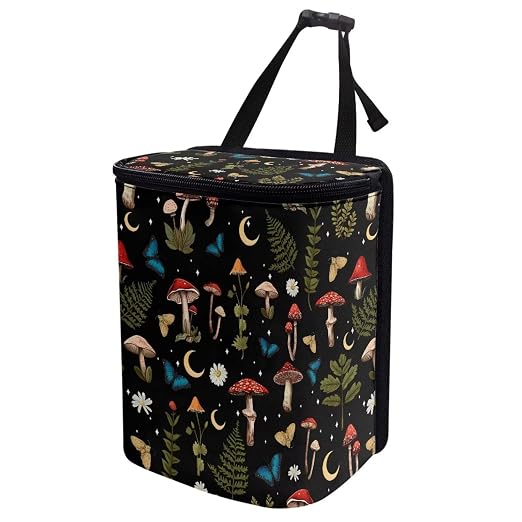 Mushroom Butterfly Floral Hanging Garbage Bin Cute Car Accessories Multipurpose Trash Bin Decoration Car Interior for Men and Women