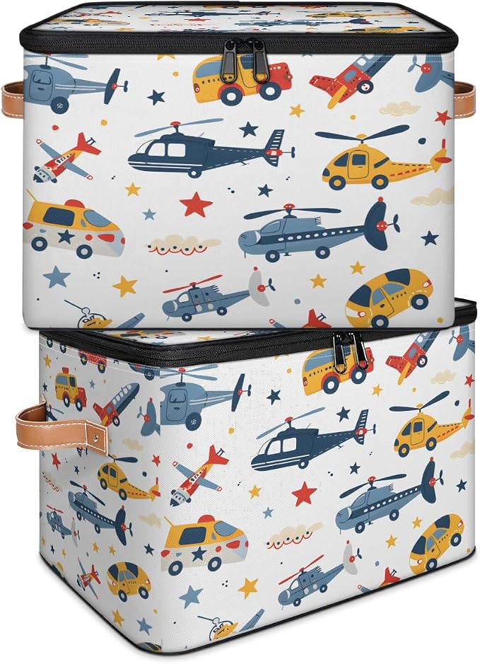 Aircraft Storage Basket for Bedroom Kitchen Bathroom Storage Bins with Lids Collapsible Toy Cube Storage Organizer for Kid Teen Women Men