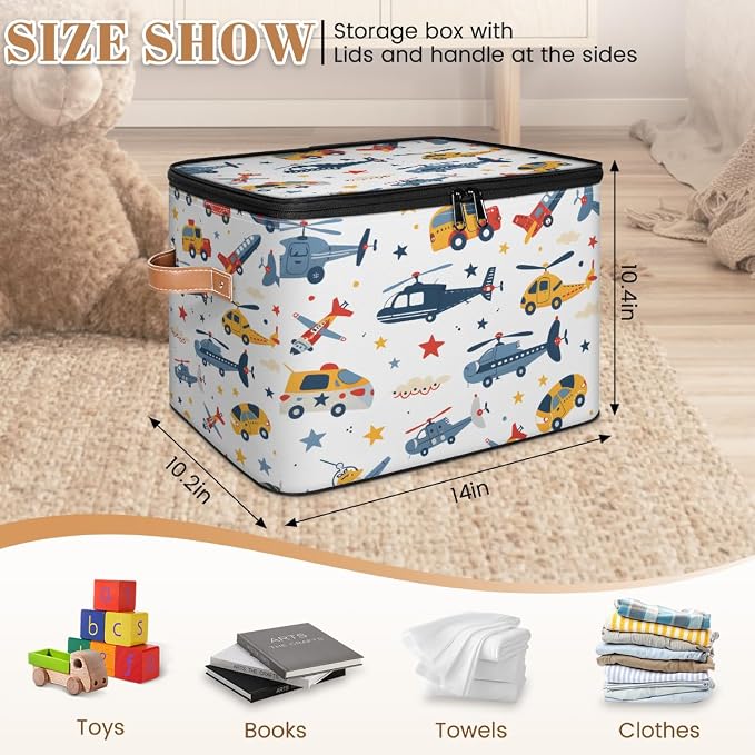 Aircraft Storage Basket for Bedroom Kitchen Bathroom Storage Bins with Lids Collapsible Toy Cube Storage Organizer for Kid Teen Women Men