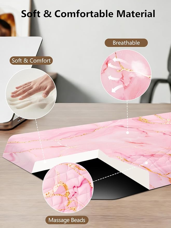 2-in-1 Ergonomic Keyboard Stand with Wrist Rest, Comfy Keyboard Riser Holder with Massage Design, Pink Marble