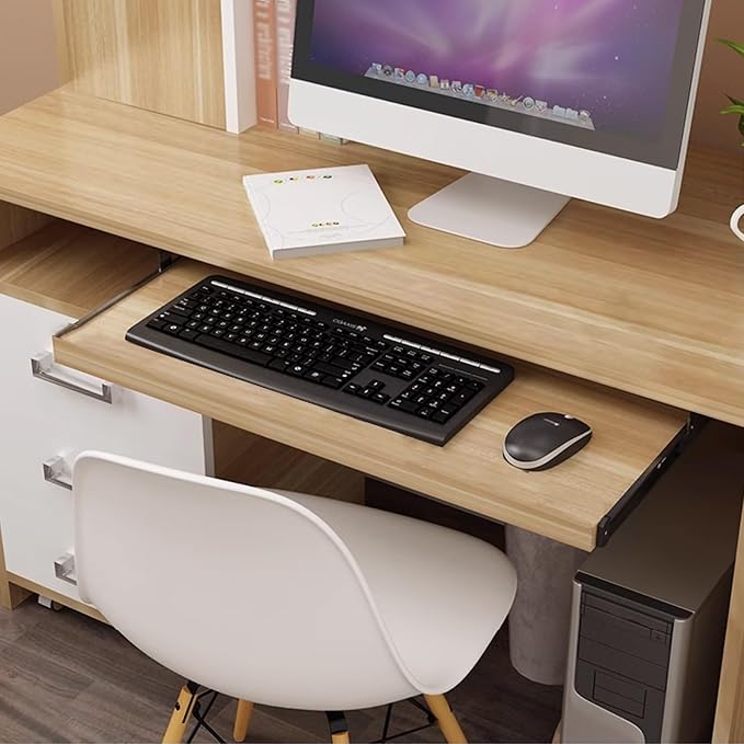 Under Desk Keyboard Tray Slide Out Height Adjustable 21/24/27x 10 Inch Pull Out Platform Computer Drawer Suitable for Office(E,54x27cm)