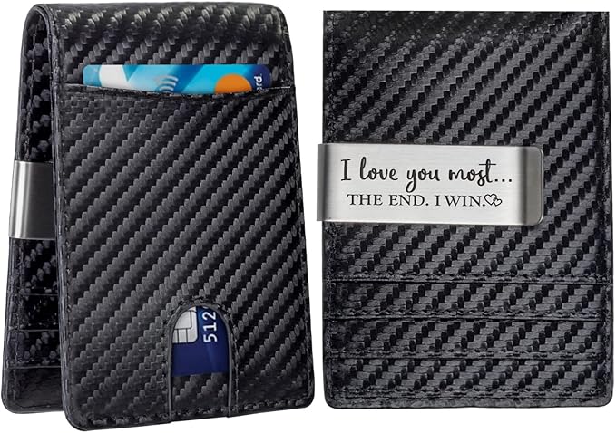 Personalized Leather Wallet for Men - Bifold Wallet with Money Clip & RFID Card Holder - Husband Gift - Anniversary/Birthday/Christmas Gifts - Slim Design