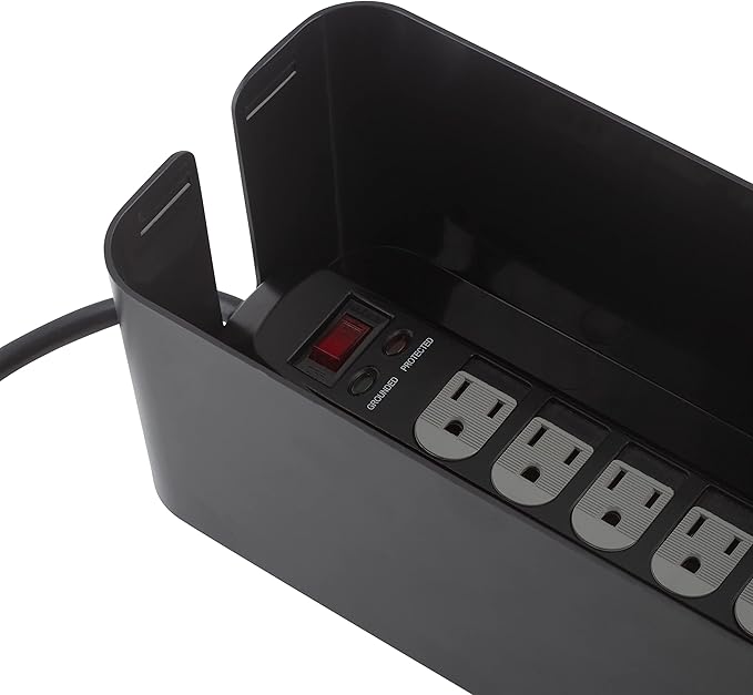 Simplify 2 Pack Cable Organizer Box | Multi-sized | Hidden Storage with Lid | Chargers & Wires | Computer & TV Cords | Black