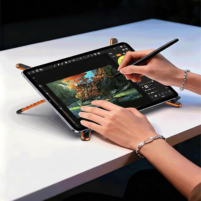 Laptop Stand for Desk, Foldable Aluminum Alloy Magnetic Computer Riser, Ergonomic 8-Level Adjustable Height Travel Laptop Holder,Multi-Functional Stand for 10–16"Laptop,4–13" Tablet and Phone