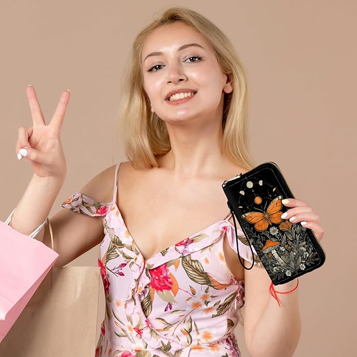 Wristlet Wallet for Women, RFID Blocking Phone Wallet, Large Capacity Zip Around Clutch, Fits iPhone 15 Pro Max, Travel Organizer Purse