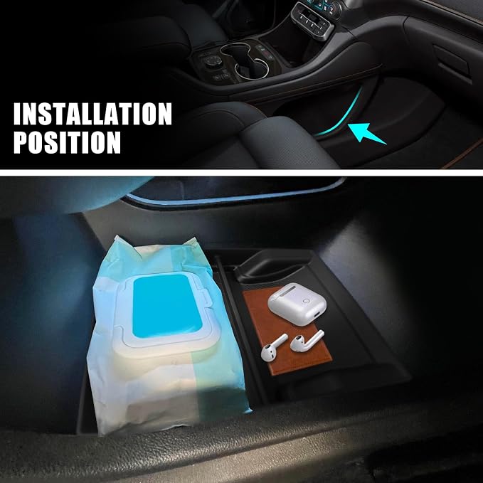 Muslogy for Acadia 2020-2023 Lower Center Console Organizer Storage Insert Tray TPE Material Interior Accessories Compatible with GMC Acadia 2023 2022 2021