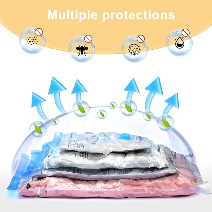 UPGOGO Travel Vacuum Bags Combo 6 Pack - Space Saver Vacuum Storage Bags for Clothing and Luggage