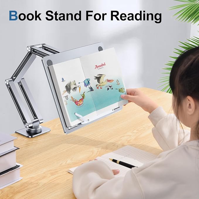 Laptop Mount for Desk, Tablet Arm Mount with 360° Rotating, Aluminum Laptop Tray Adjustable, Foldable Computer Stand/Holder, Fit for 11-15 Inch Laptops (Silver)