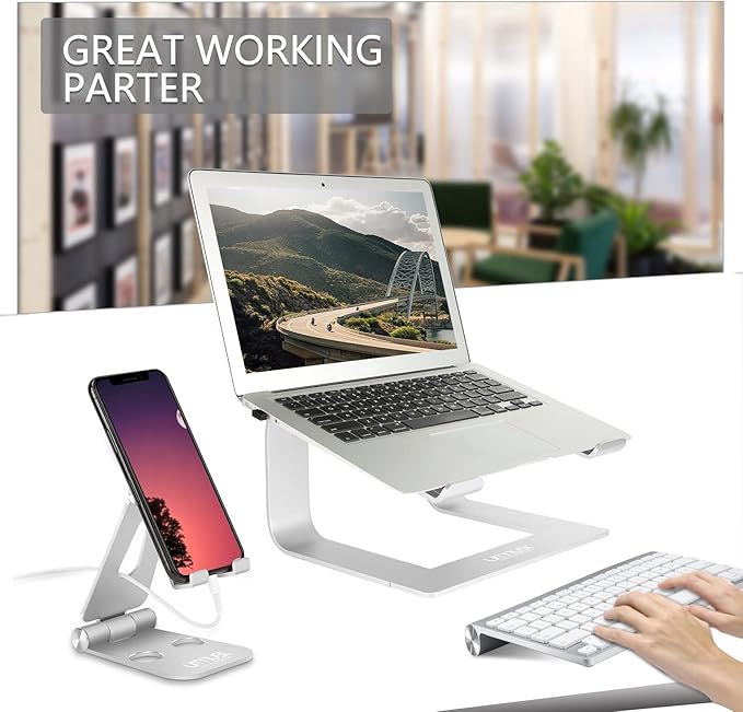 Urmust Laptop Stand for Desk - Ergonomic Computer Stand Riser Holder for MacBook Air Pro, Dell, HP, Lenovo, Samsung, Alienware Laptops 11-15.6" (Black, Up to 15.6" Laptop)