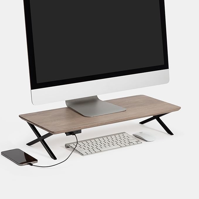 Anji Mountain Monitor Stand - Desktop Organizer & Laptop Riser, Ergonomic Monitor Riser, Space-Saving Monitor Stand for Desk, Durable Construction, Easy Assembly, Ideal for Home & Office,Biscotti