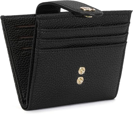BOSTANTEN Slim Wallet for Women Small RFID Blocking Credit Card Holder Leather Bifold Wallets with Zipper Coin Pocket Black