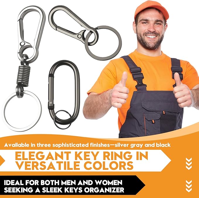 Keychain Clip, 6 Pack Key Chain Hooks with Key Rings Holder, Metal Key Organizer for Car Home Keys Men Women