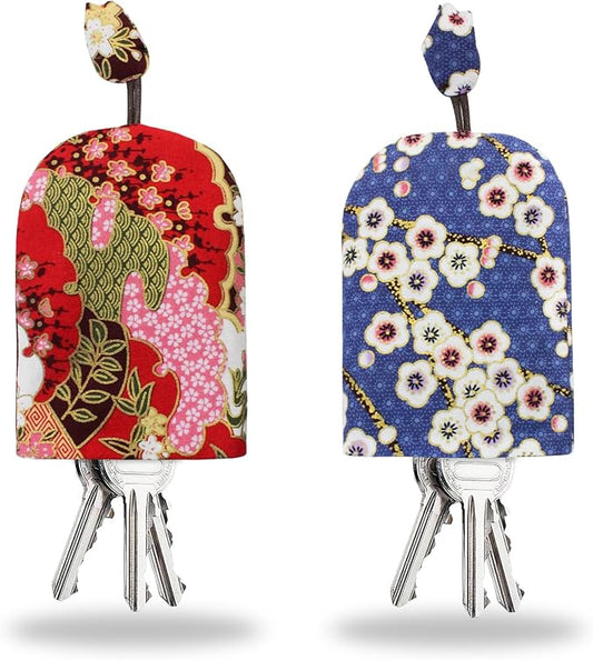 Key Case Cover, 2PCS Pull-Out Portable Key Cover Bag Car Key Case with Keyring and Strong Rope for Storing Keys