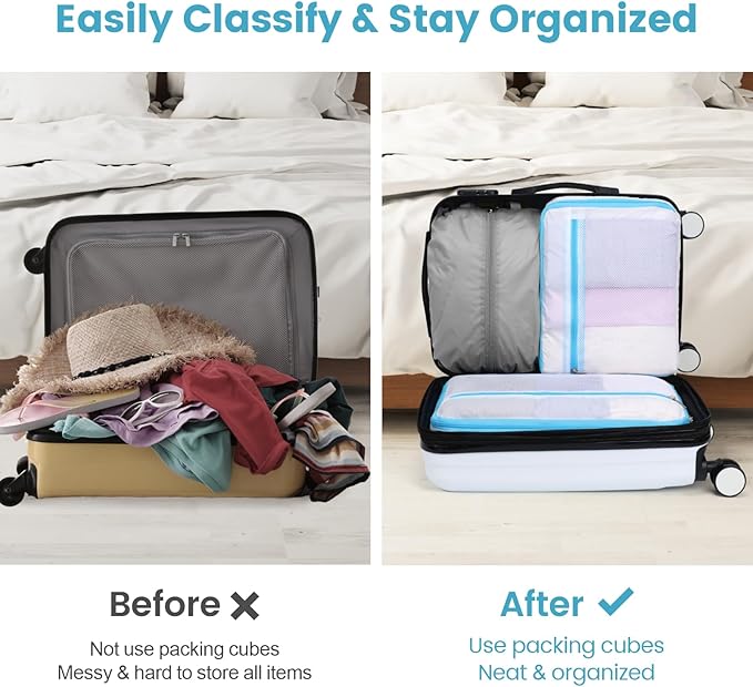 Cambond Mesh Packing Cubes for Travel Women - Lightweight Travel Bags Luggage Packing Organizer Travel Cubes for Suitcase with Handle