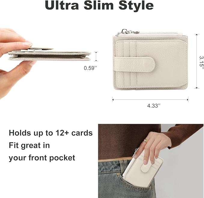 Slim Wallet for Women Genuine Leather Card Holder Thin Womens RFID Blocking Small Wallets