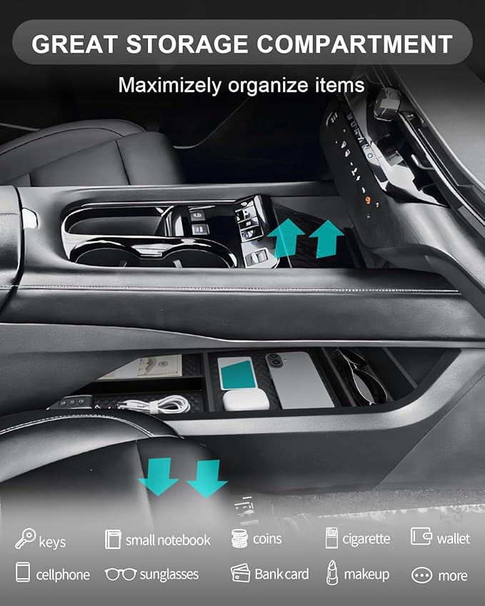 CDEFG 2Pcs for 2025 2026 Murano Center Console Organizer for 2025 2026 Murano Accessories Lower Console Organizer Tray Armrest Storage Box