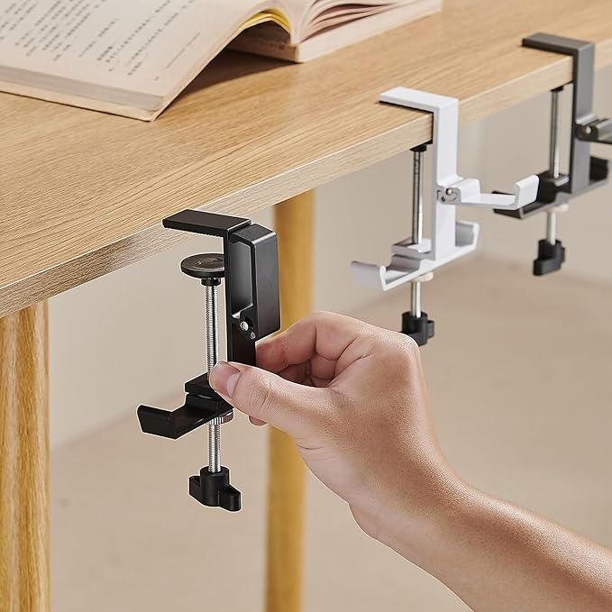Heavyrain 2PCS Adjustable Headphone Hanger for Desk, Wall Mount Hook with Silicone Pads, Foldable Stand for Headphones, Game Controllers & Cables, No-Tool Installation, Durable Aluminum Alloy