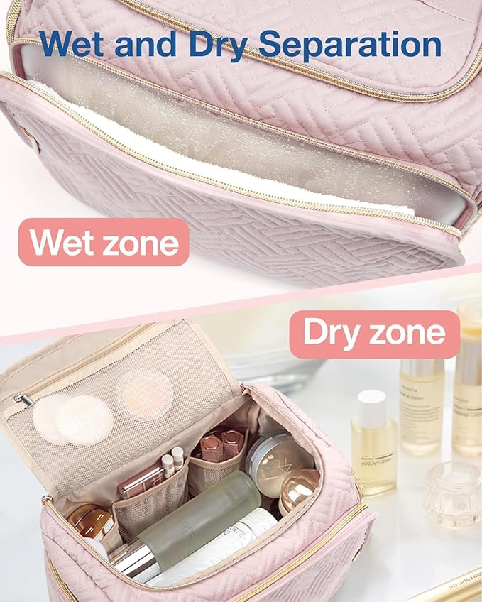 BAGSMART Travel Toiletry Bag for Women, Cosmetic Bag Makeup Bag Organizer with Handle, Travel Bag for Toiletries, Travel Accessories, Full Sized Container