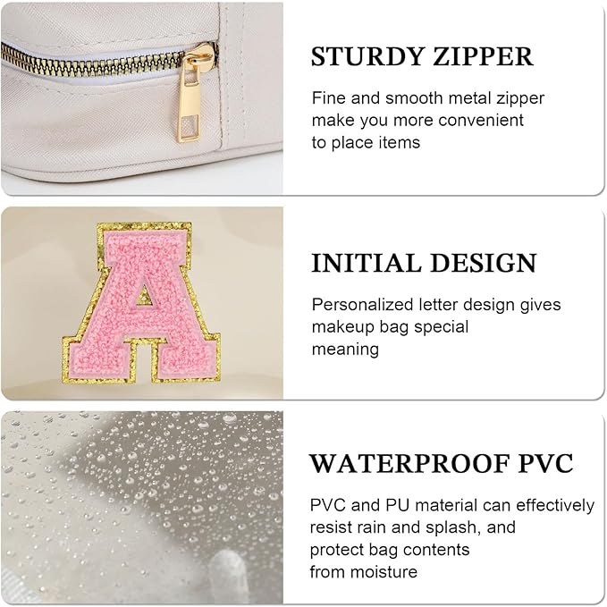 YOOLIFE Initial Birthday Gifts for Girls Kids Toiletry Bag Clear Makeup Bag Preppy Cosmetic Bag Birthday Gifts for 7 8 9 10 11 12 13 Year Old Girls Swim Gifts For Girls Graduation Gifts White S