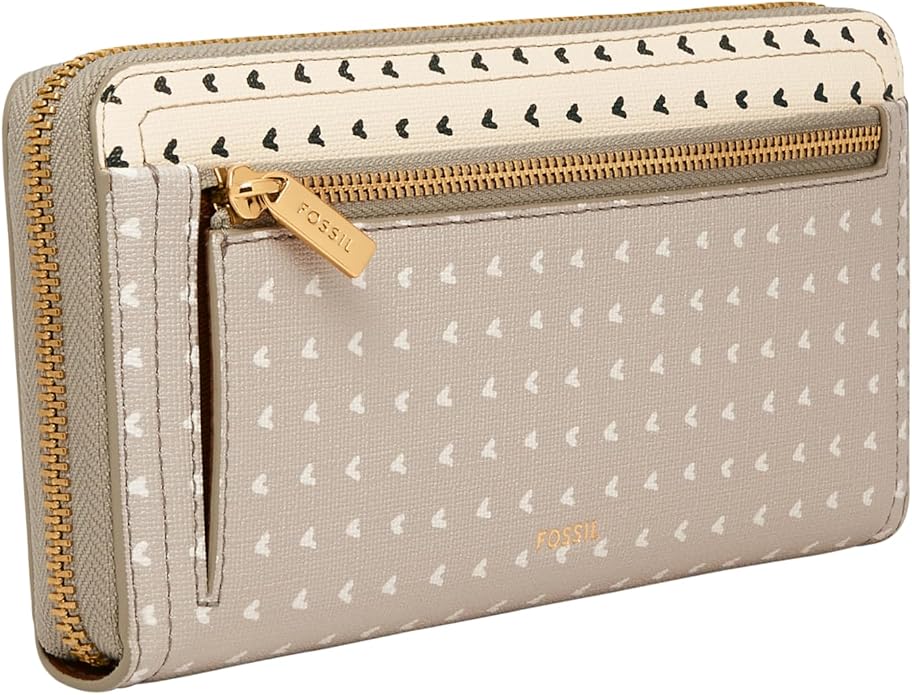 Fossil Women's Logan Leather RFID-Blocking Zip Around Clutch Wallet with Wristlet Strap for Women