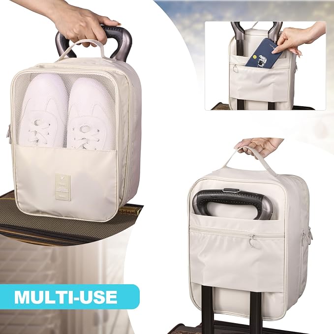 Windyun 4 Pcs Shoe Bags for Travel Holds 3 Pair of Shoes Portable Shoe Storage Pouch Waterproof Shoes Packing Cubes with Handle Organizer Travel for Suitcase Daily Use(Classic Colors)