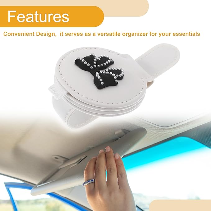 Car Sunglasses Clip Magnetic Universal Sun Visor Eyeglasses Protective Storage Clip PU Leather 10x6cm 1 Pcs