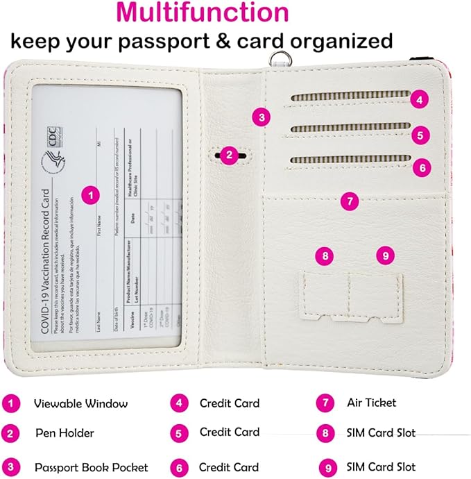 Passport Holder,Cute Passport Cover,Travel Wallet with Credit Card Slots Rfid passport Wallet Waterproof Documents Organizer Women Men (Bald eagle)