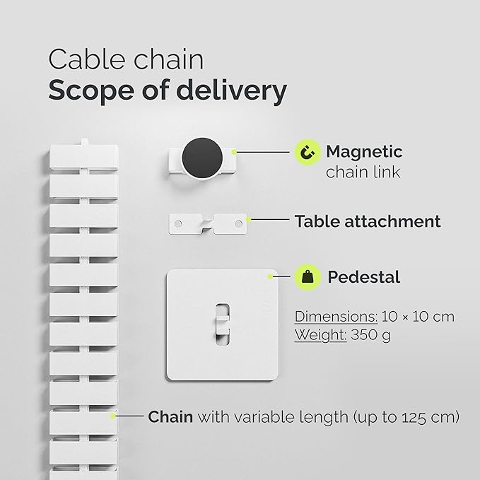 VALU Cable Management Spine – 49 Inch Cable Organizer for Height-Adjustable & Fixed Desks – Sturdy & Flexible with Magnetic Link – Cord Management System Under Desk with Steel Base & Non-Slip Pads