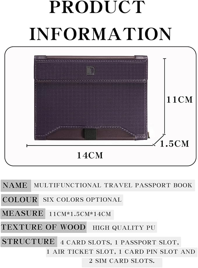 Passport Holder for Travel Essentials, RFID Blocking PU Leather Passport Wallet Cover Card holder Case Passport Book Holders for Women and Men, Dark Purple