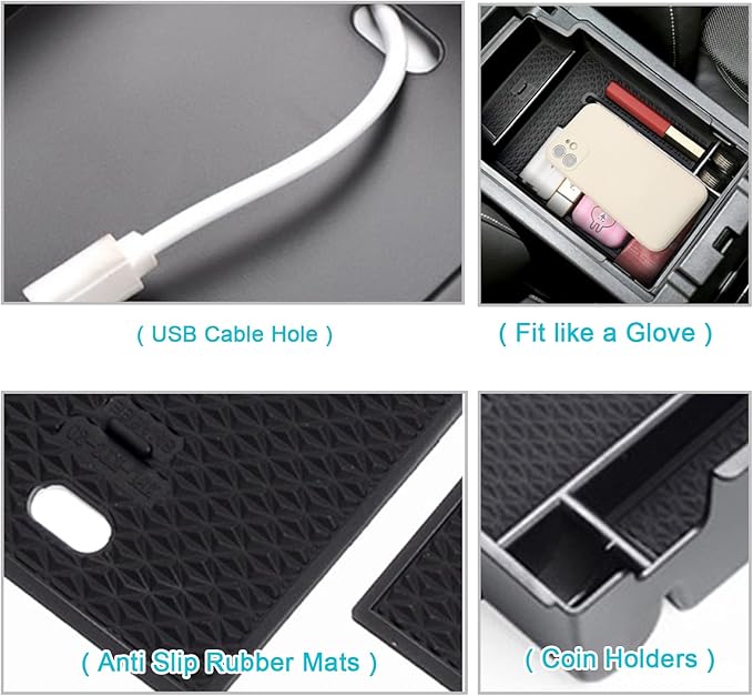 CDEFG Center Console Accessory Organizer for 2019-2025 2026 Chevy Blazer ABS Material Armrest Box Insert Tray 2019-2025 2026 Chevy Blazer Accessories (NOT for Blazer EV)