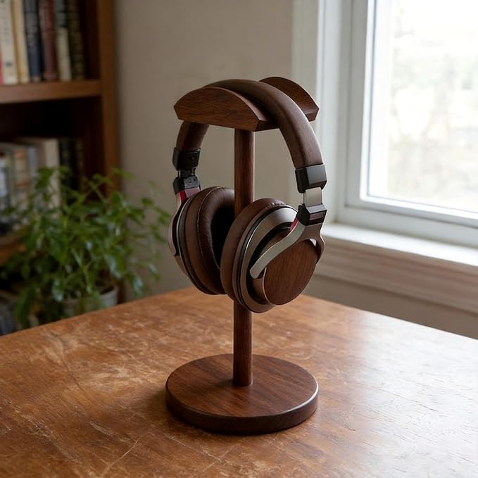 Universal Headphone Hanger Holder Organizer Keeper Racks Storage for Desk Gaming Headset Stand Premium Functional Craftmanship Headset Stand Accessories Walnut