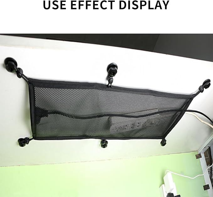 Under Desk Cable Cord Management Net Kit, Privacy Mesh Large Flexible Cable Duct Flexible Under Desk Wire Net, Cable Tray Mesh Organizer for Most Table Hiding Cables Office （6 Fixed Ports）