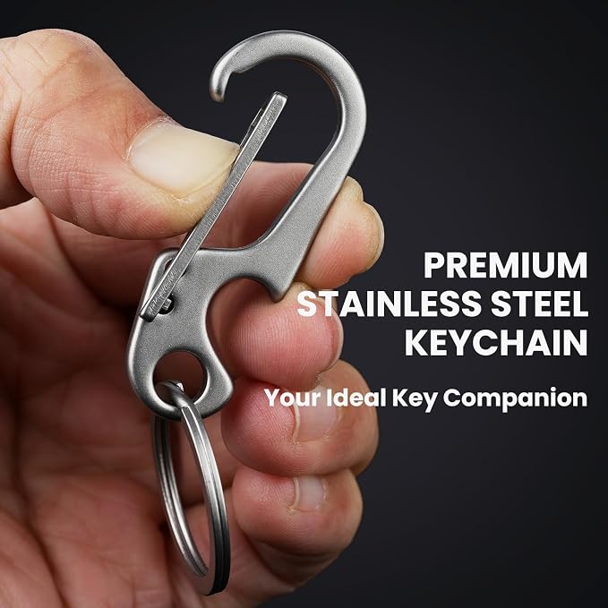 Prometheism Stainless Steel Keychain, Keyring Clip Holder Organizer for Home and Car,Carabiner Keys Finder
