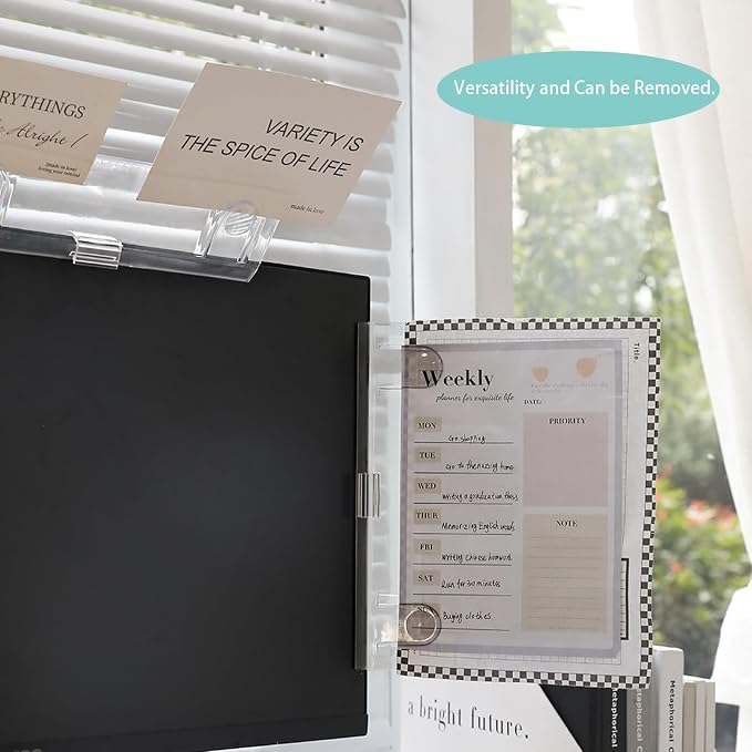 ZUFECY Monitor Memo Board Computer, Removable Clip Type Sticky Note Holder for Computer Screen,Suitable for Home Office Desk