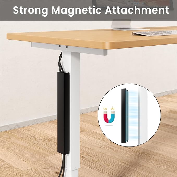 Steel Magnetic Cable Management Channel - Putilsen Mount 14 inch Cord Organizer Under Desk, Vertical Wire Hider Cover for Office and Home, Black